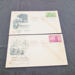 2- 1953 New York City Sagamore Hill, 300th Anniversary First Day Cover Envelopes